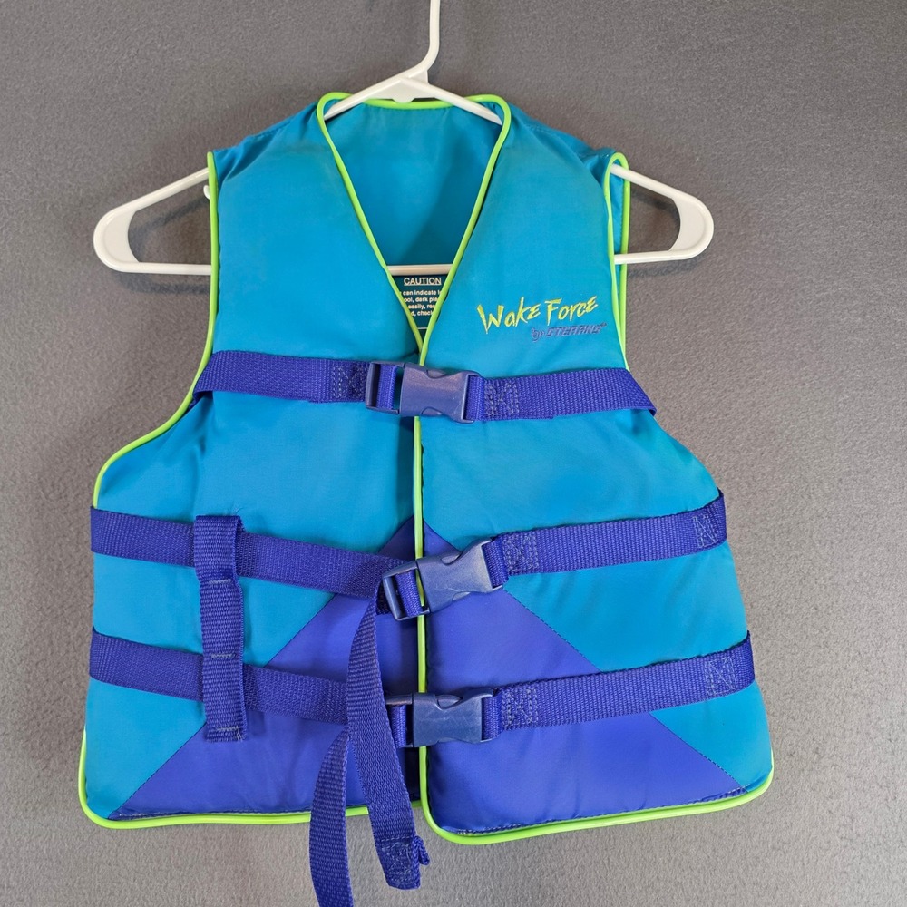 Stearns‎ Wake Force Ski Vest Youth Long Blue Teal 50-90 lbs Type III PFD 29-27